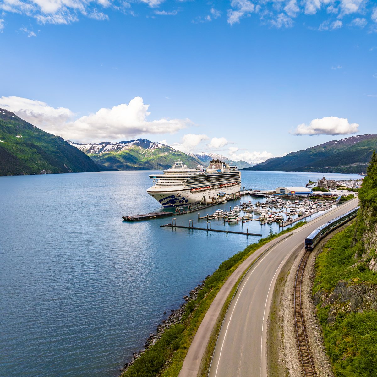 Sapphire Princess at Whittier, from above