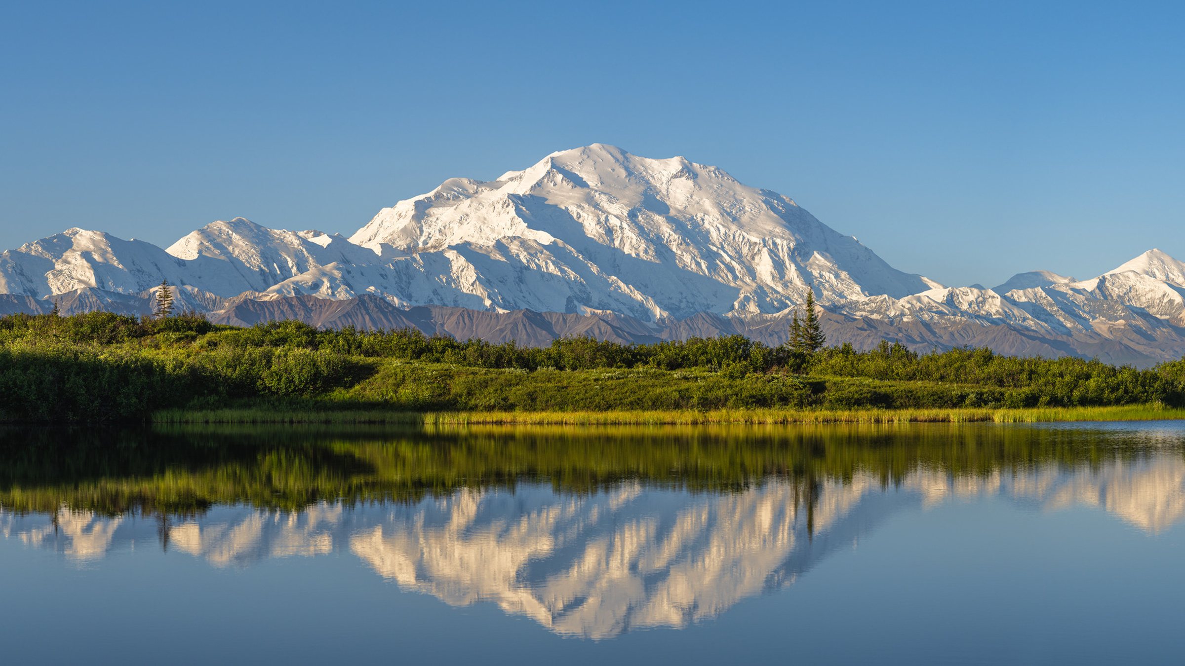 Denali reflected in a still pond