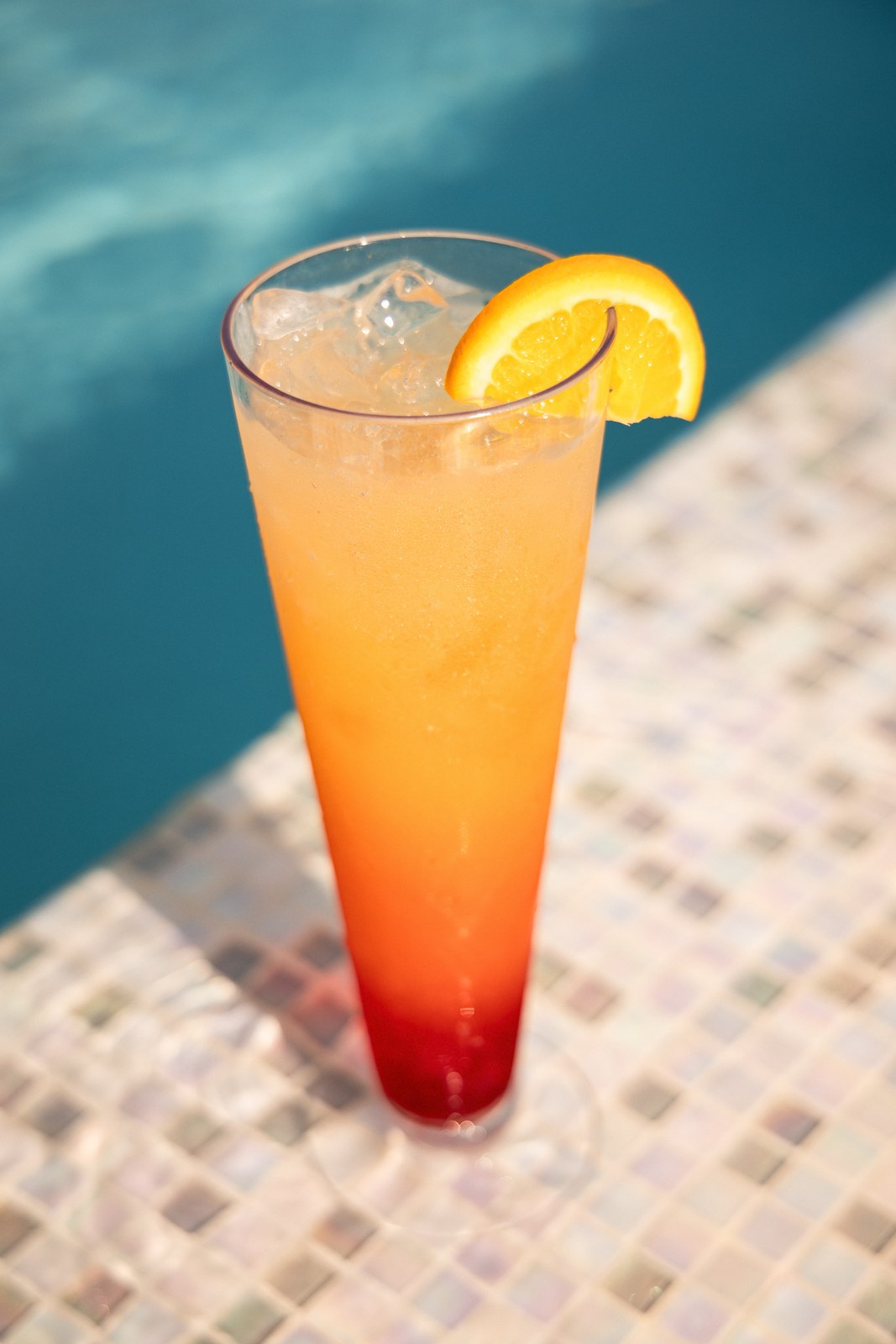 Celebration Key for Princess: a cocktail on the tiled edge of the Pearl Cove infinity pool
