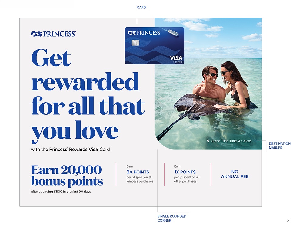 Princess Rewards Visa card style guide: the key campaign design elements